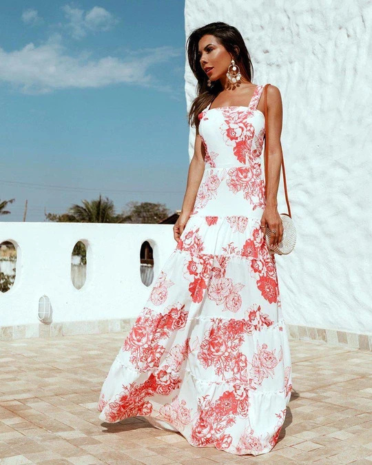 Sleeveless sling print dress