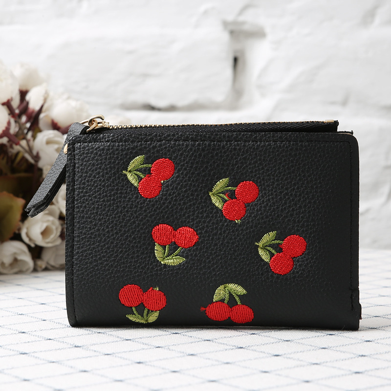Cherry embroidery coin purse — image 1