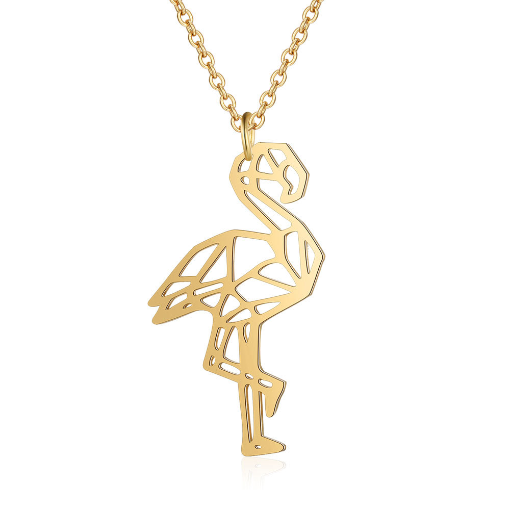Female flamingo stainless steel necklace