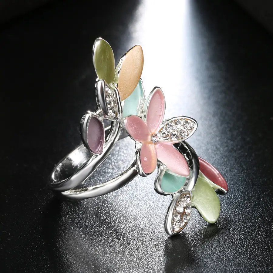 Enamel flower ring