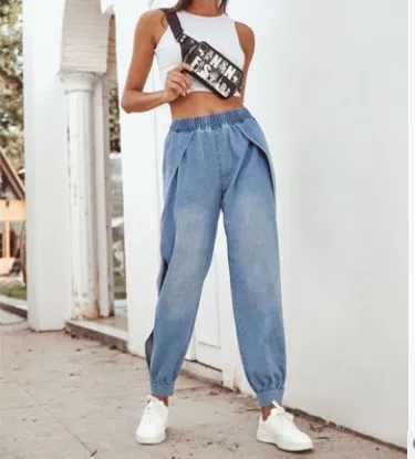 Side slit leg jeans Blue - Shop at LoveMi