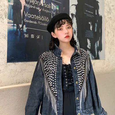 Skinny and fashionable denim coat - Grey