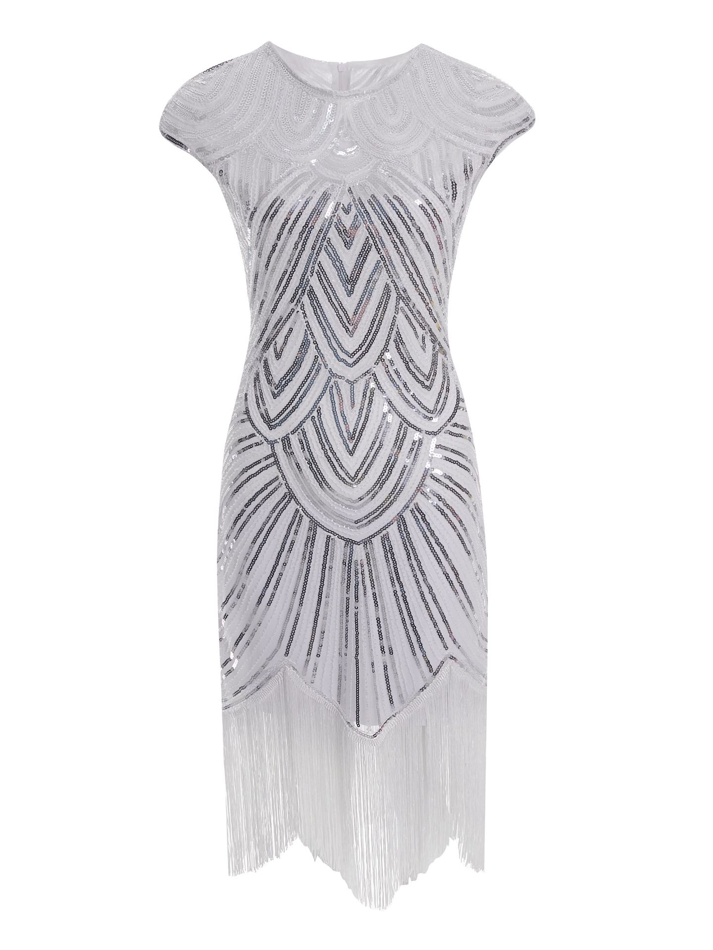 Fringed braid sequin dress White - Shop at LoveMi