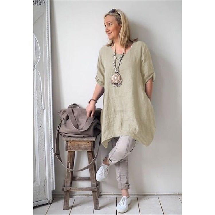 Round neck irregular hem jumpsuit