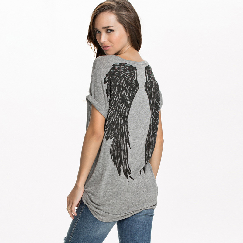 Loose shoulder roll loose T-shirt
