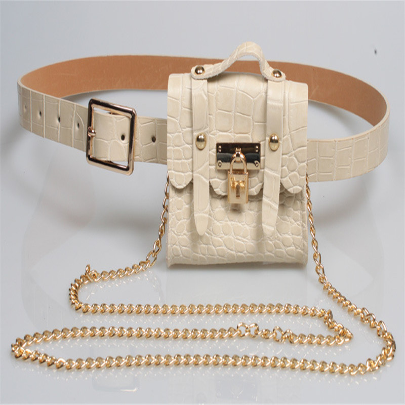 Metal chain belt small bag White - Shop at LoveMi