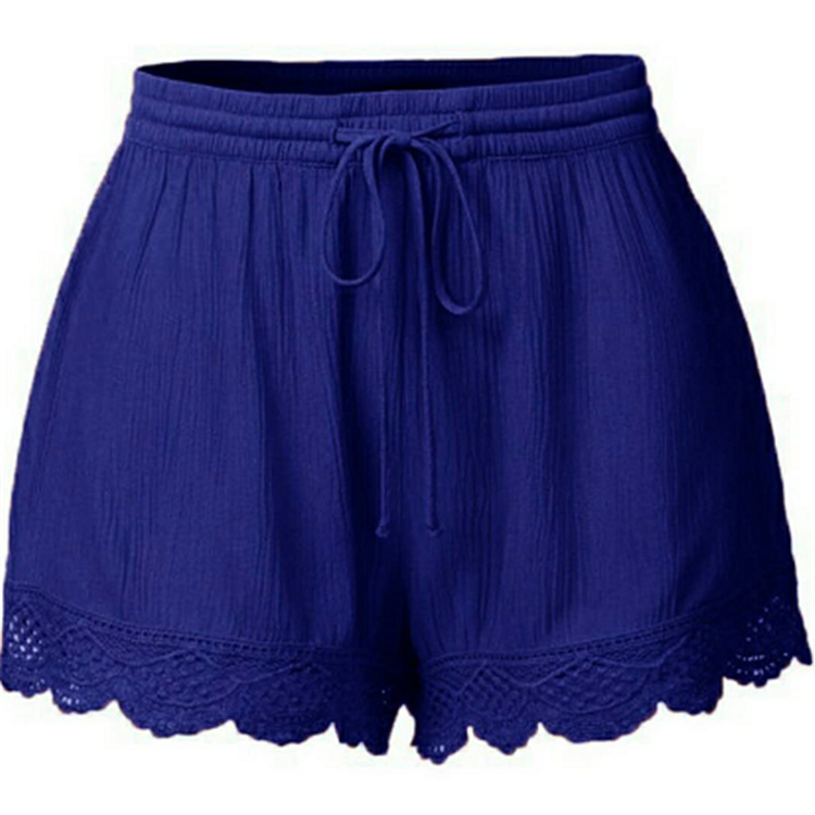 Women's solid color lace-up shorts casual pants