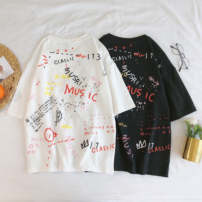 Color graffiti t-shirt short sleeve