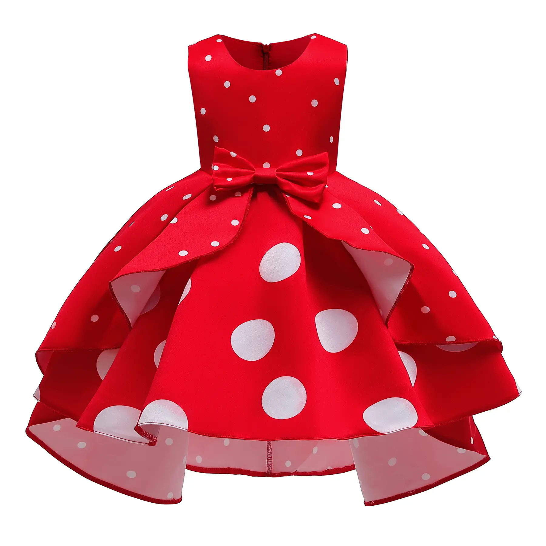 Girls' dress size wave dot retro princess dress