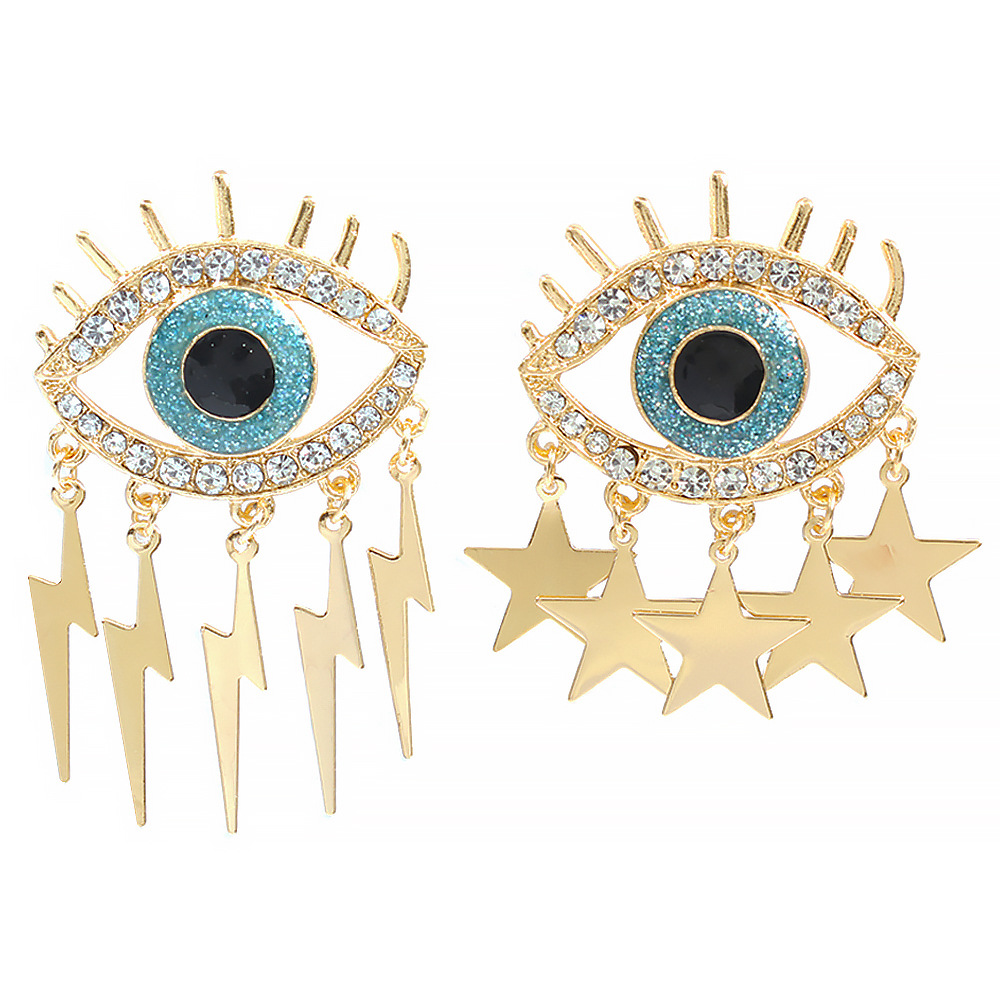 Individual alloy diamond asymmetrical alloy earrings