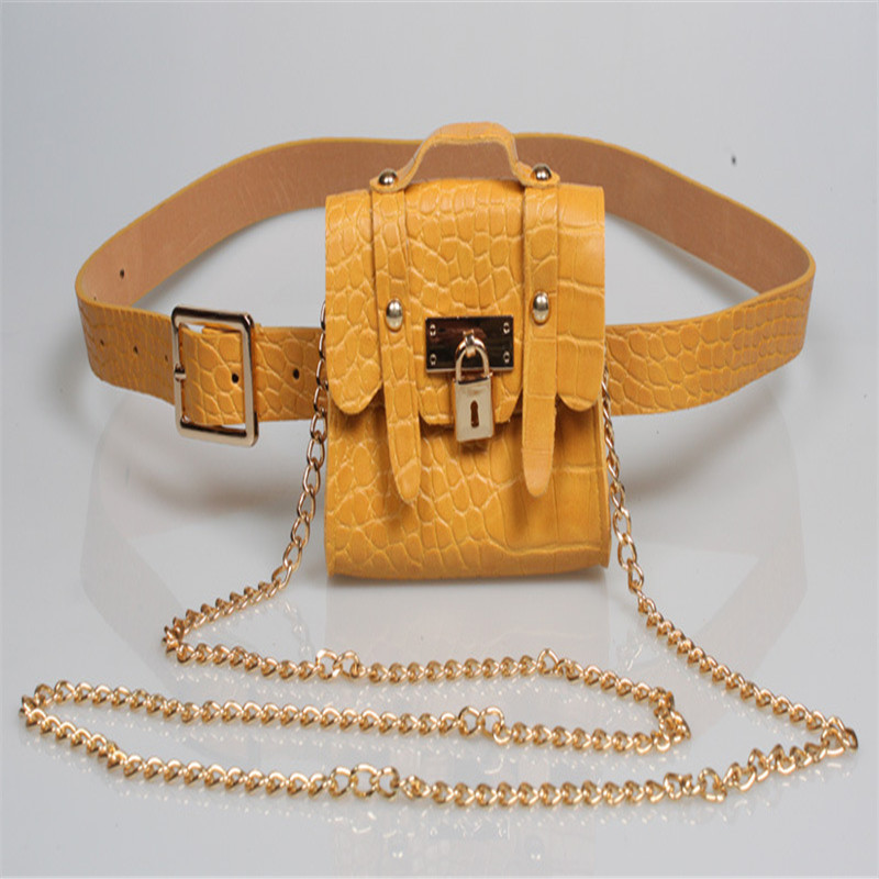 Metal chain belt small bag Yellow - Shop at LoveMi