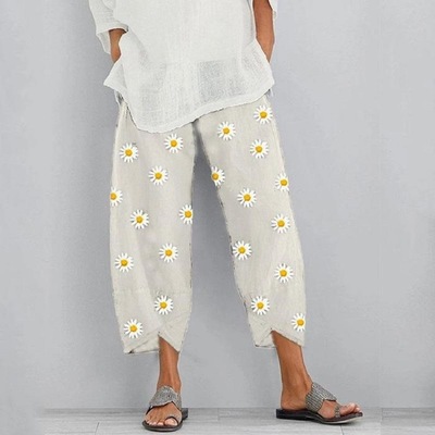 Floral Loose Print Elastic Waist Pocket Pants