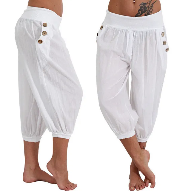 Casual pants plus size fat pants White - Shop at LoveMi