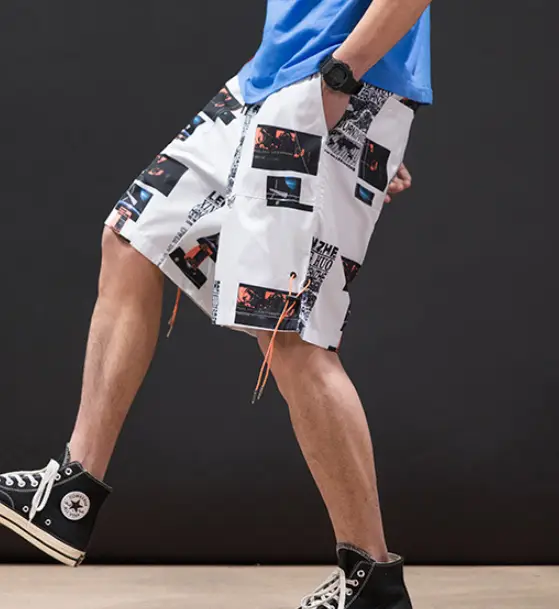 Creative printed straight shorts