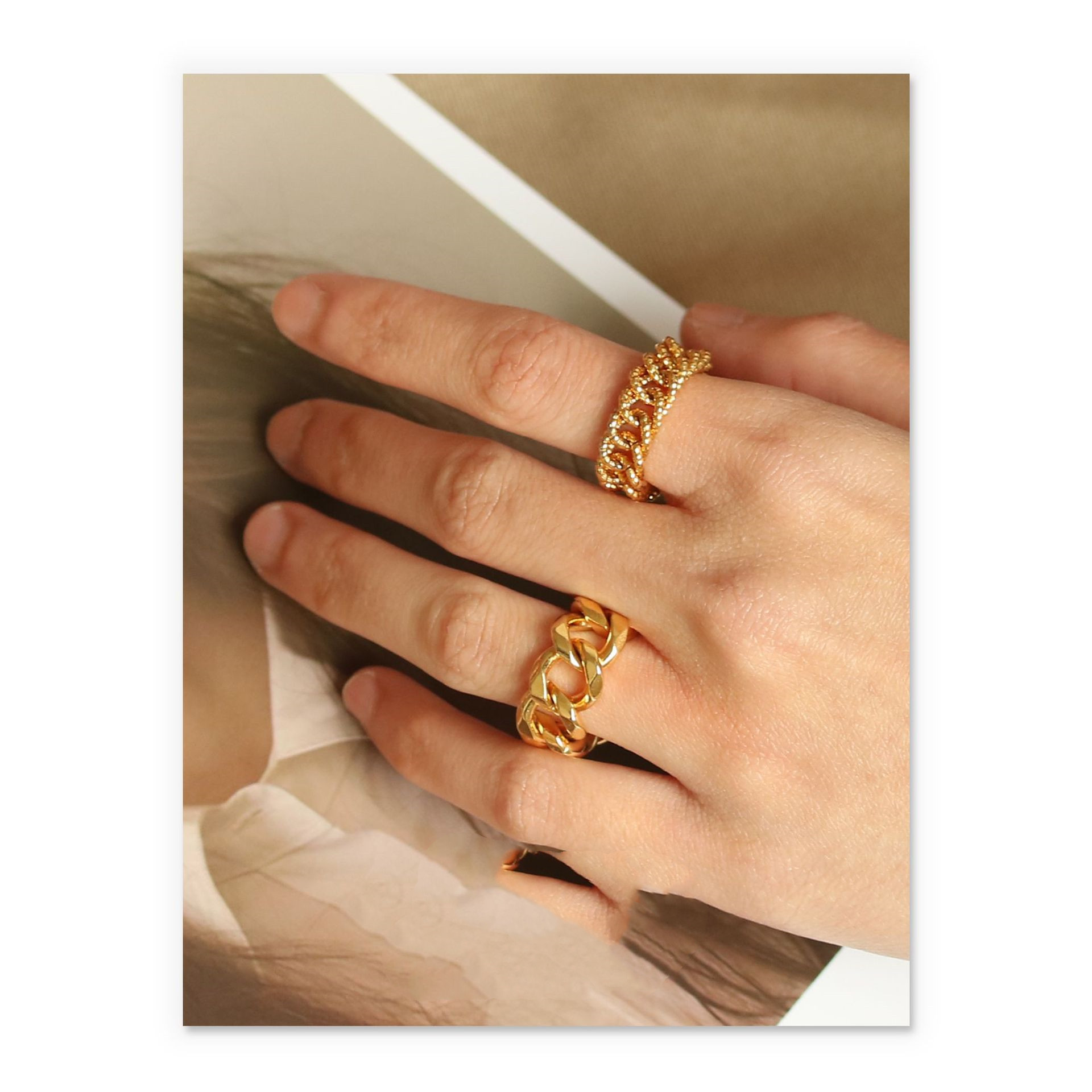 Bead chain design hip hop ring