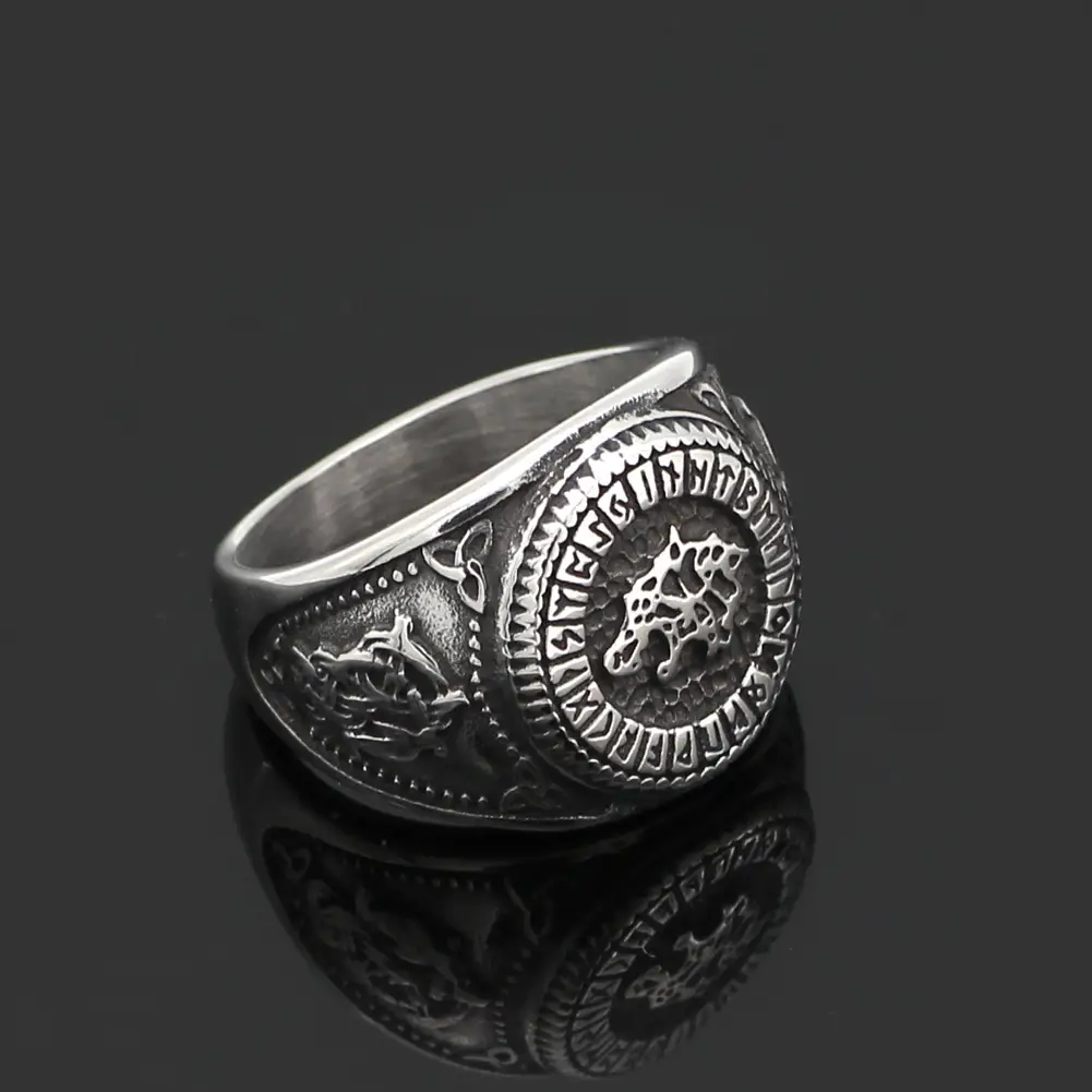 Wolf head ring titanium steel men's ring