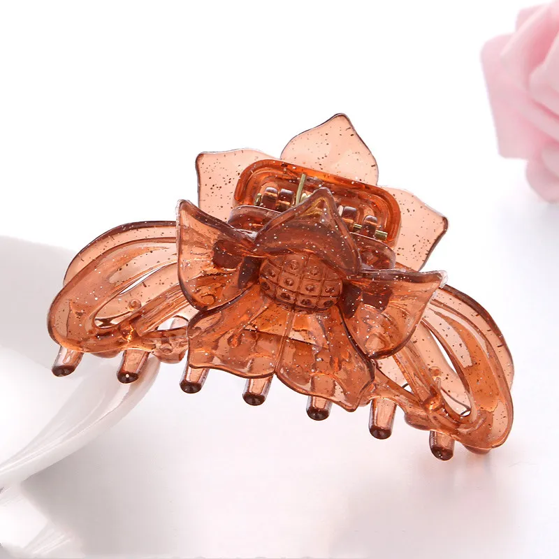 Ladies plastic hair clip - Coffee