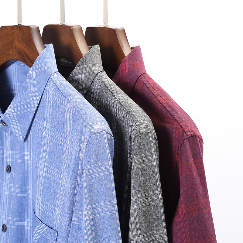 Plaid Lapel shirt men's new