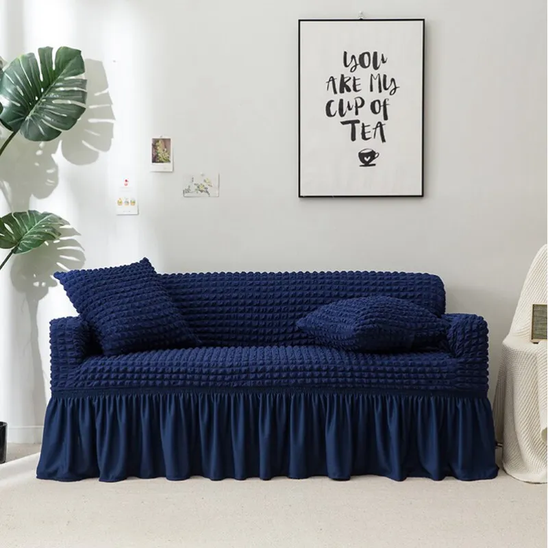 Universal INS single triple leather sofa cloth cover - Dark Blue