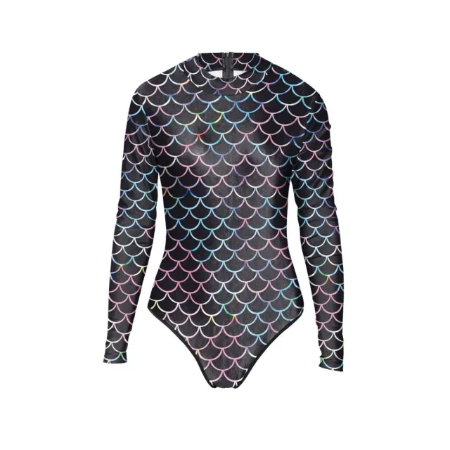 Printed swimsuit diving suit yoga suit jellyfish suit Black - Shop at LoveMi