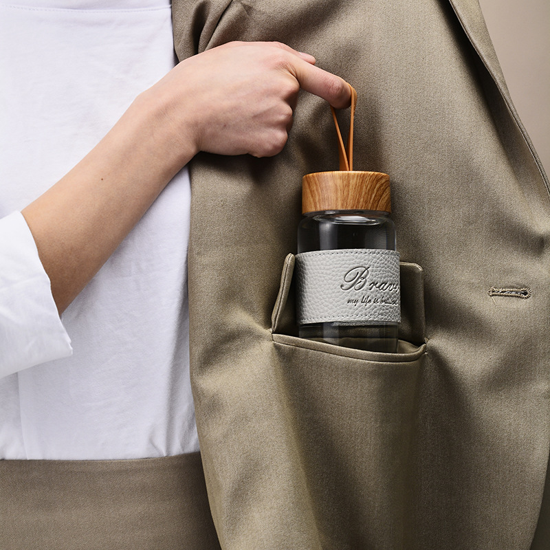 Outdoor sports portable glass water bottle