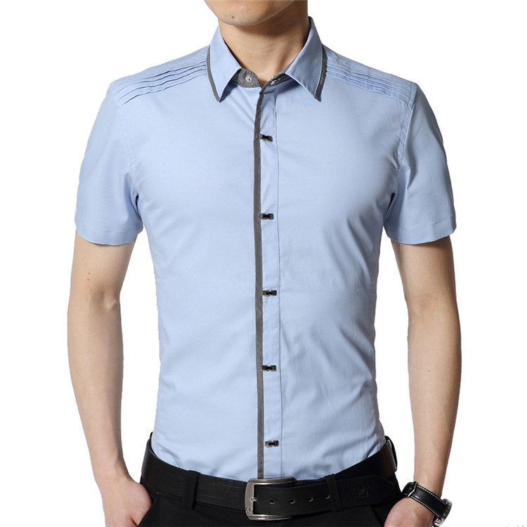 Men's solid color short-sleeved shirt