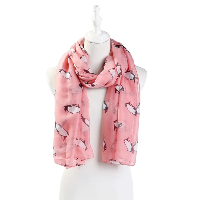 Little penguin print shawl - Pink