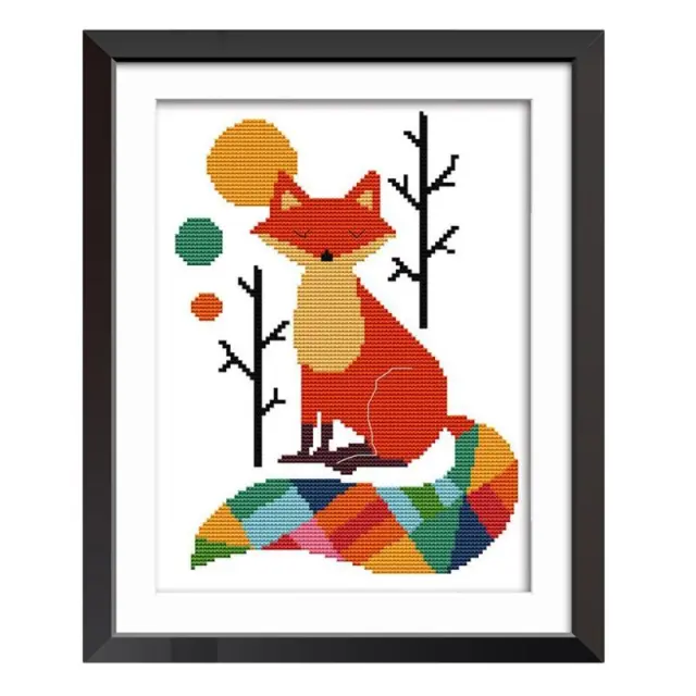 Colorful fox small simple DIY cross stitch set 14Ct - Shop at LoveMi