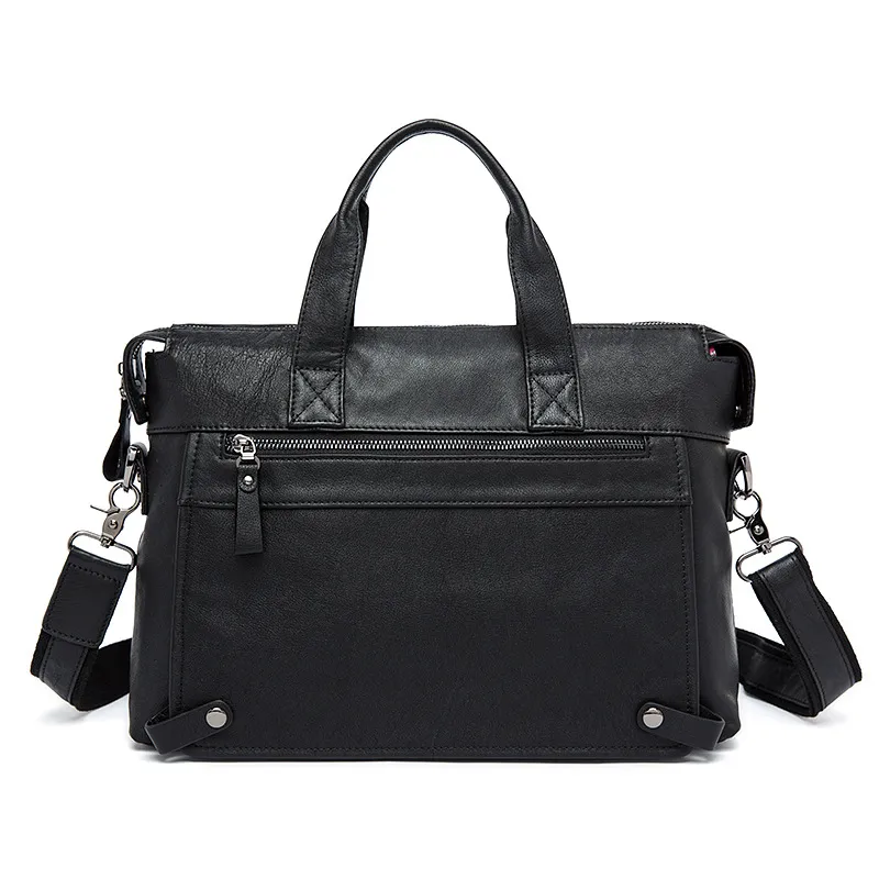 Business first layer leather briefcase - Black