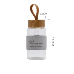 Outdoor sports portable glass water bottle - Grey - View 1