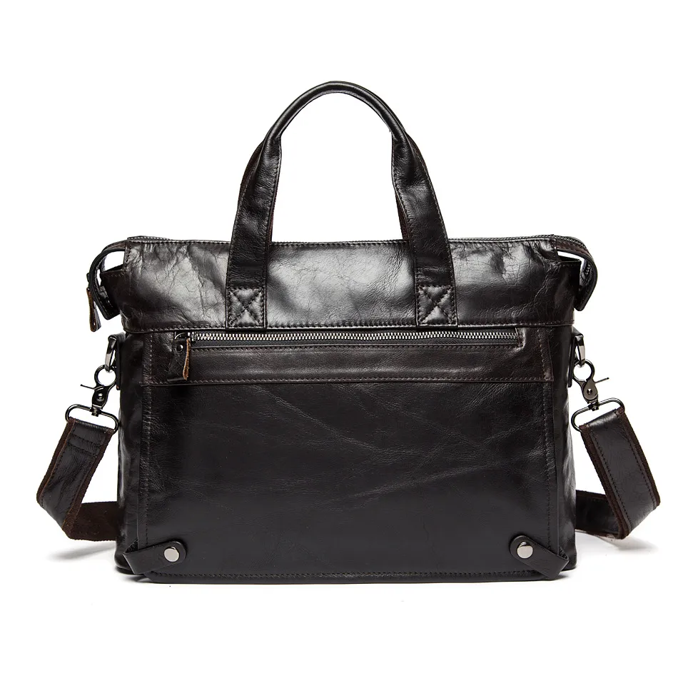 Business first layer leather briefcase - Coffee