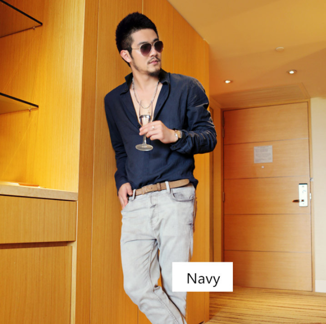 water wash linen cotton men's long sleeve shirt casual shirt