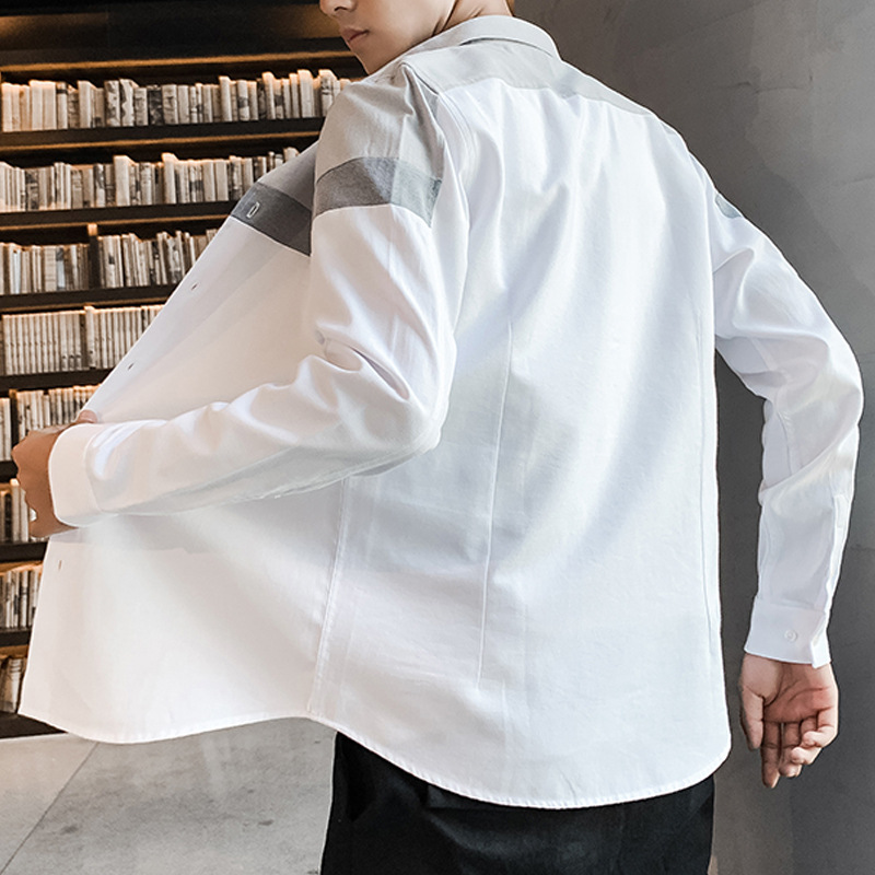 Men's cotton colorblock long sleeve shirt