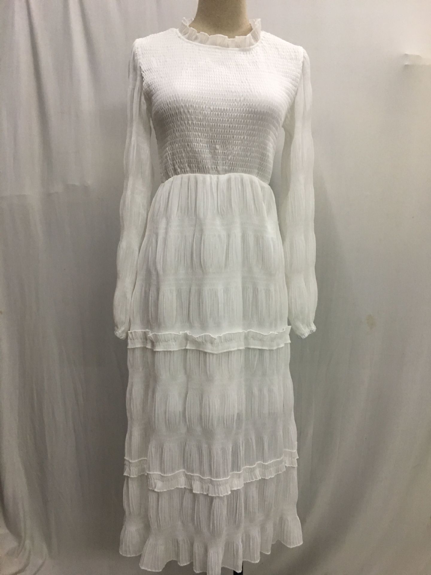 Bubble Lantern Sleeve Waist Chiffon Dress