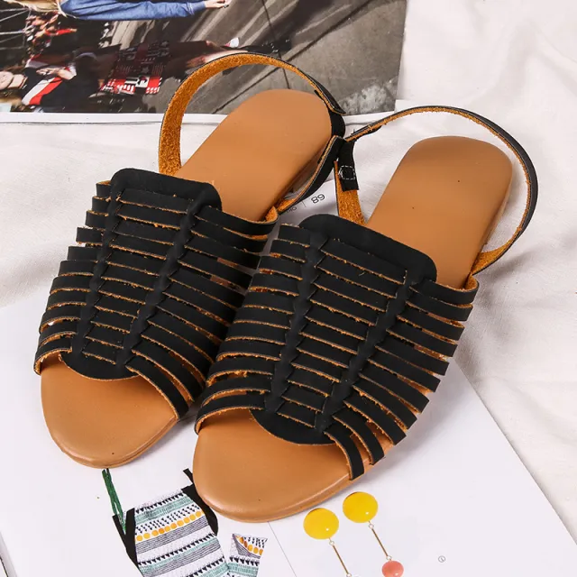 Women's hollow flat sandals Black - Shop at LoveMi