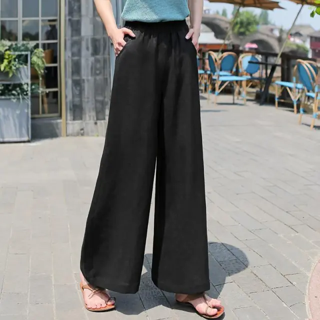 Cotton wide leg pants Black - Shop at LoveMi