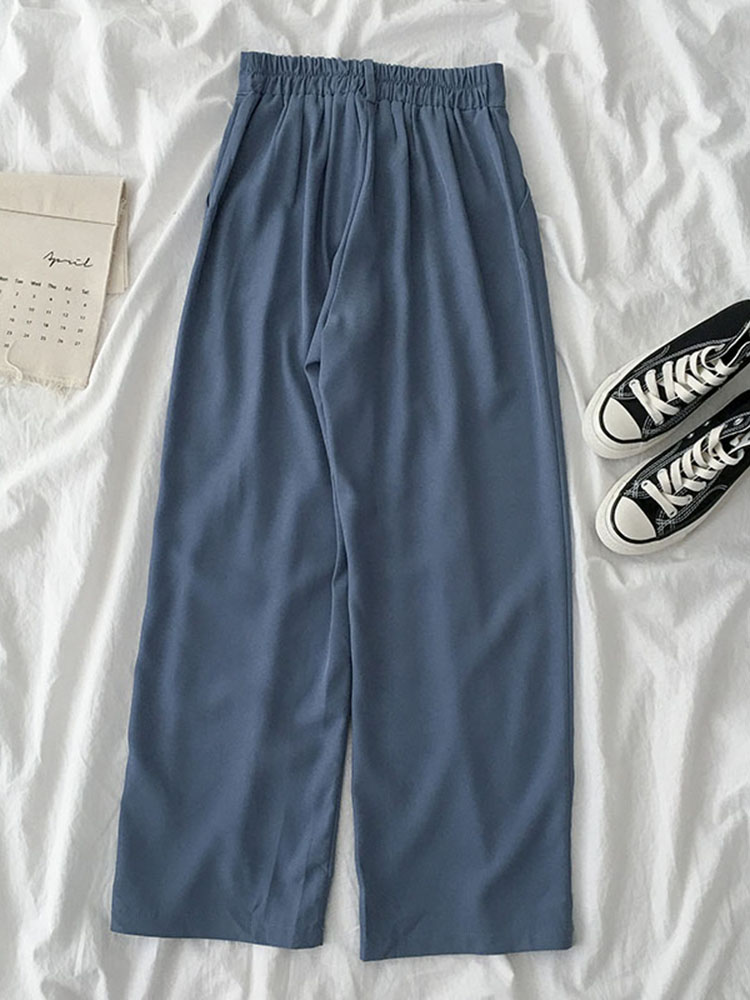 Solid color high-waisted suit pants