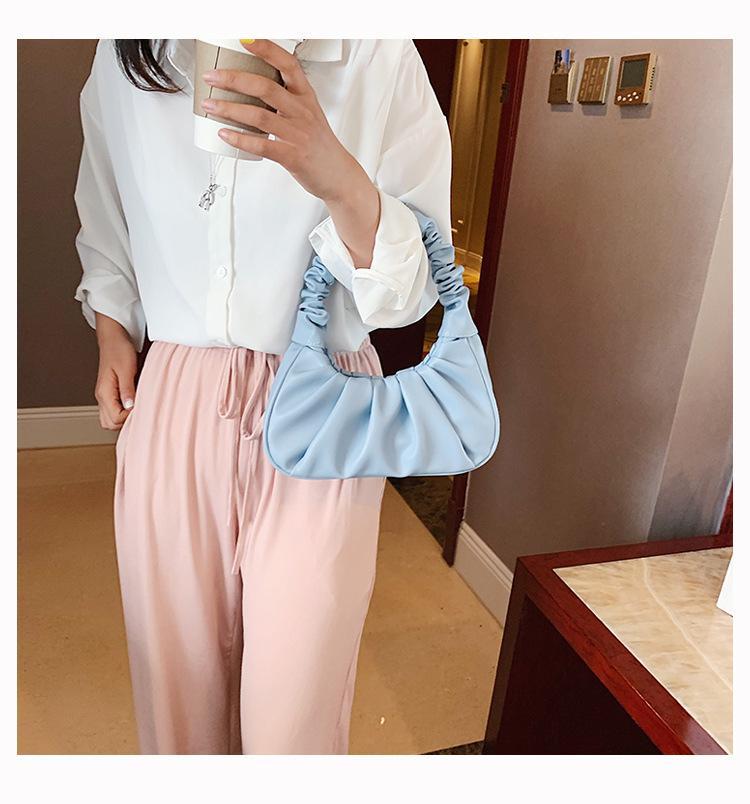 Casual pleated hand - held underarm bag