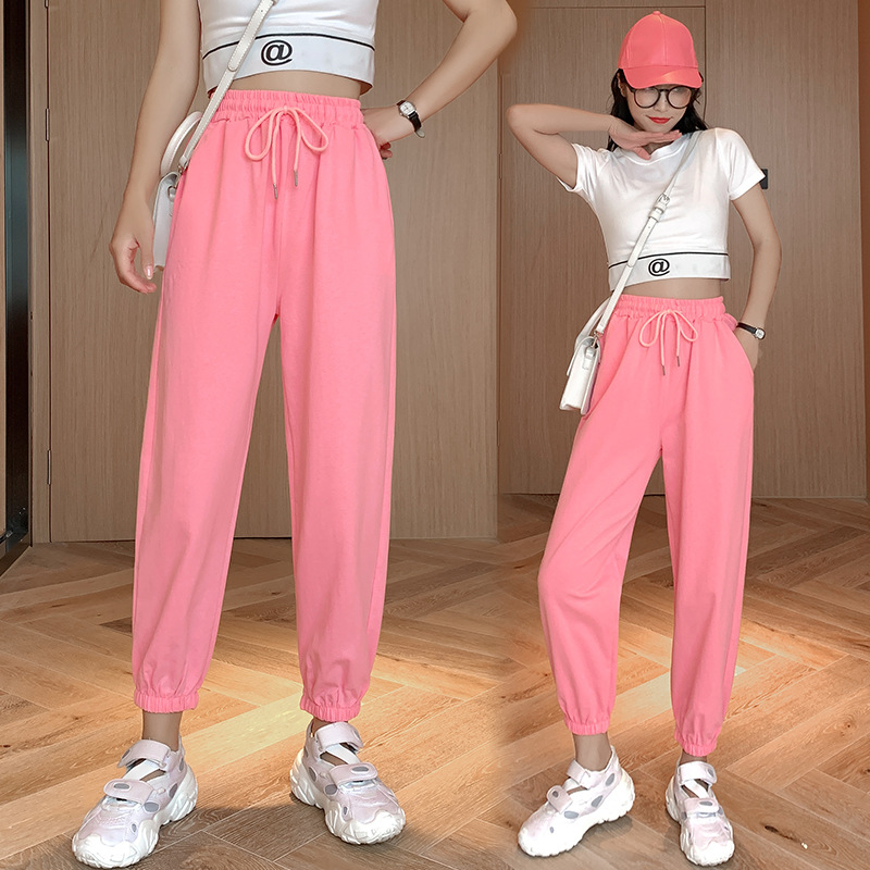 Candy-colored thin-legged women's pants