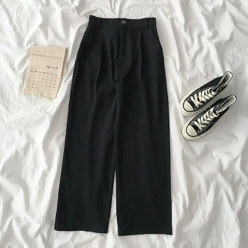 Solid color high-waisted suit pants - Blue