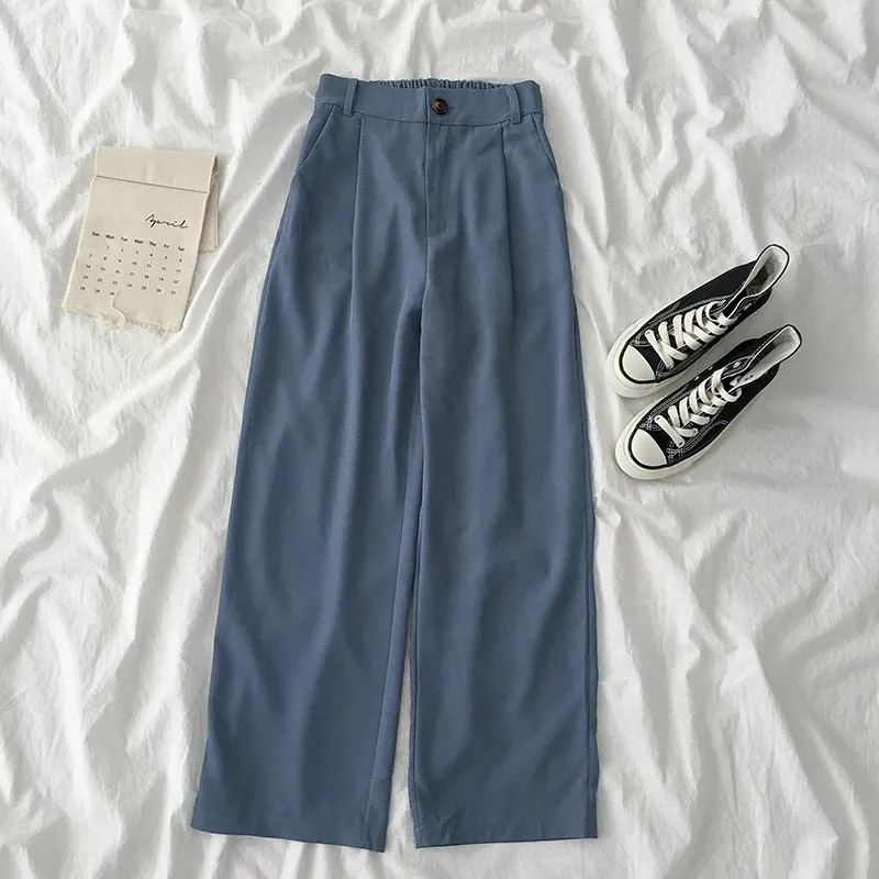 Solid color high-waisted suit pants - Black