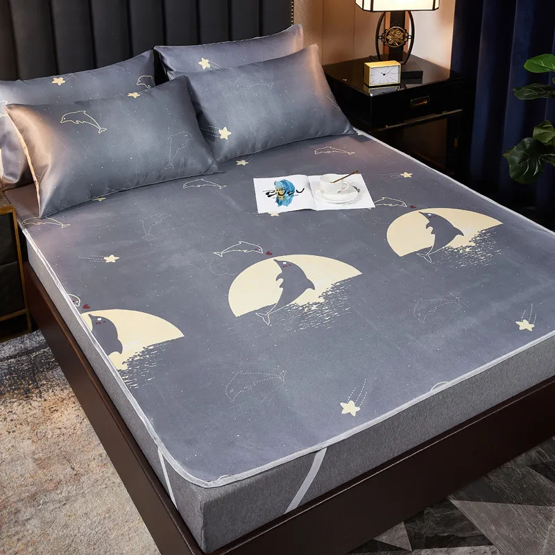 Three-piece ice silk mat set - Blue Whale
