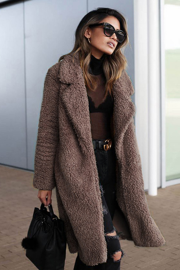 Woolen long coat Dark Brown - Shop at LoveMi