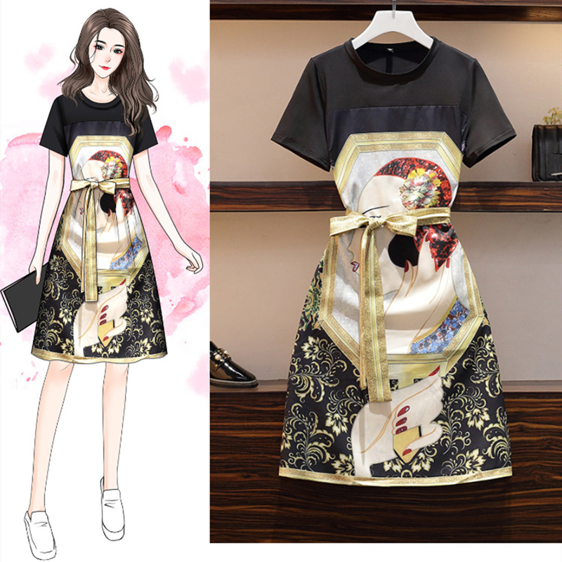 Short sleeve dress with thin waist