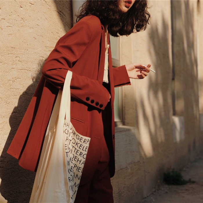 Vintage solid color casual suit