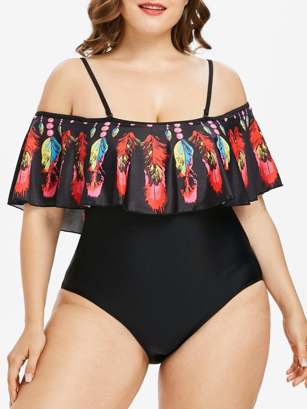 Women’s feather shoulder sexy plus fat plus Dalian body bikini