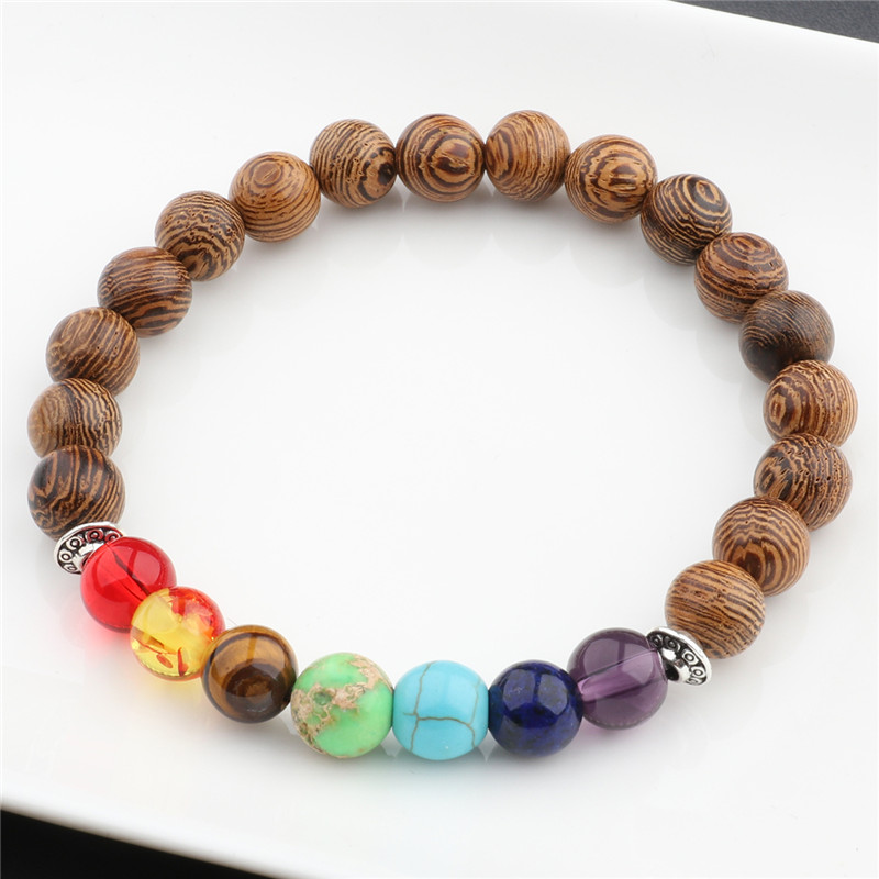 Title 4, Colorful yoga chakra wooden beads