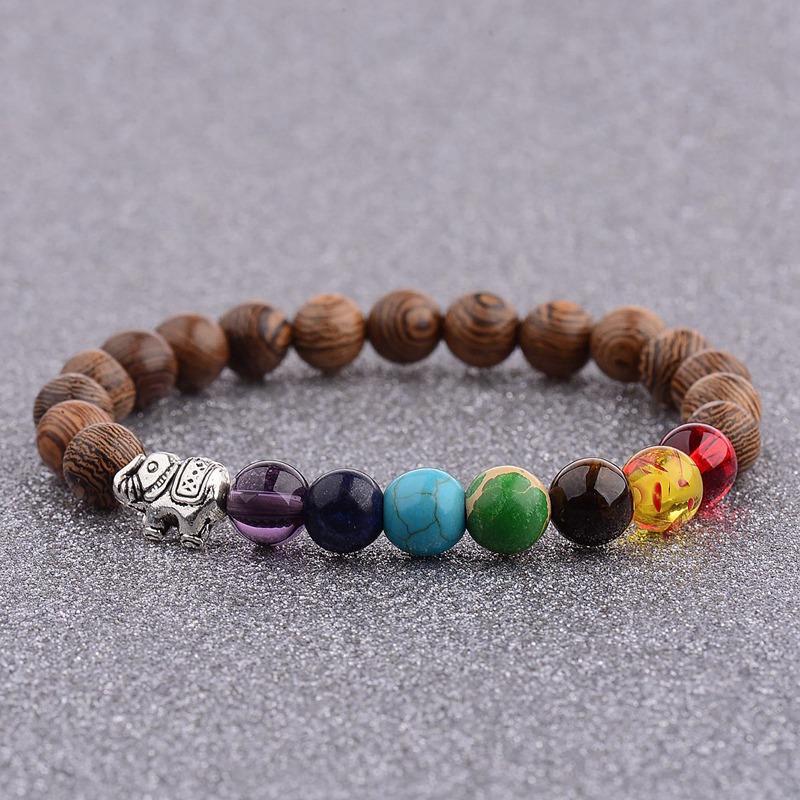 Title 8, Colorful yoga chakra wooden beads