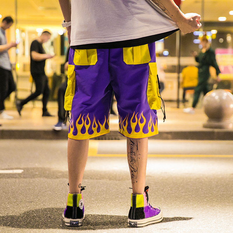 Personalized flame loose sports pants