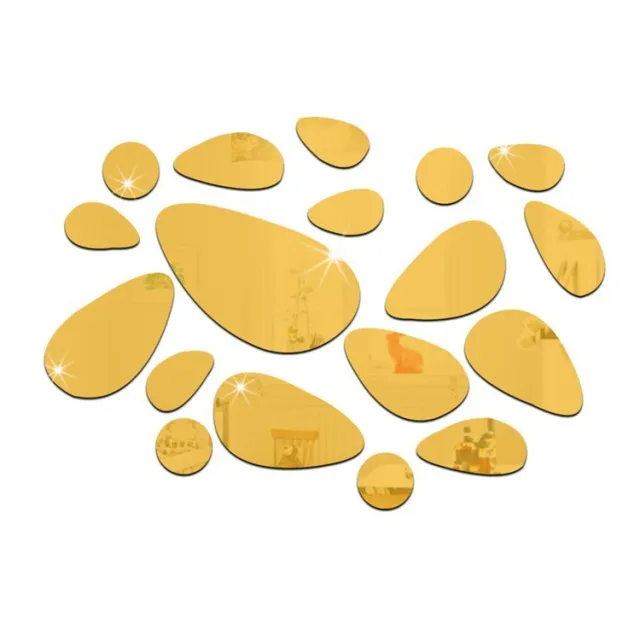 3D stereo mirror wall paste cobblestone wall paste Gold - Shop at LoveMi